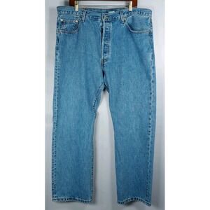 Levis 501 Jeans Mens 40x30 Button Fly Blue‎ Denim Pants Faded Straight Workwear